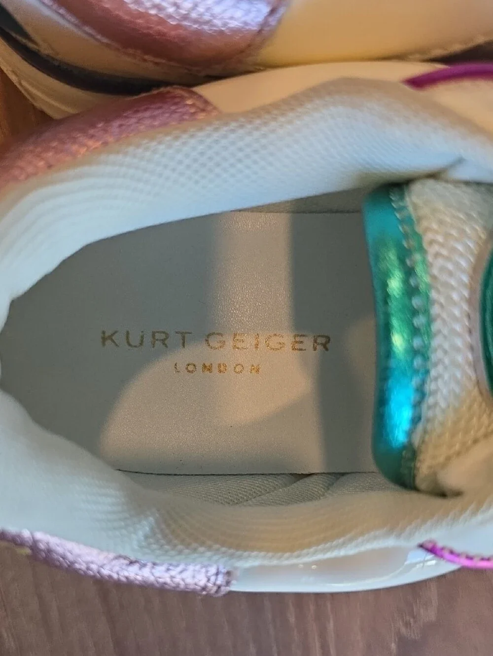 Kurt Geiger Kids White Sneakers with Pink and Green Accents